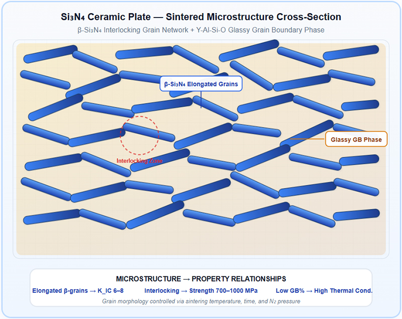 Ceramic Plate - Sintered Microstructure Cross-Section