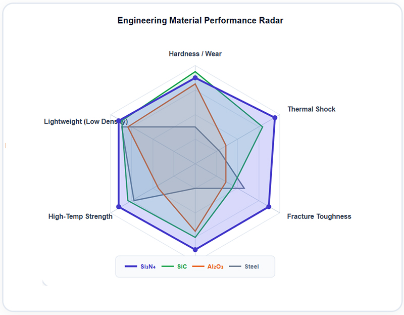 Multi-Axis Material Performance Radar Chart