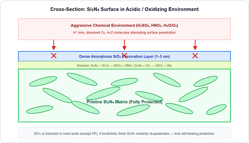 Si₃N₄ Surface in Acidic / Oxidizing Environment Si₃N₄ Surface in Acidic / Oxidizing Environment